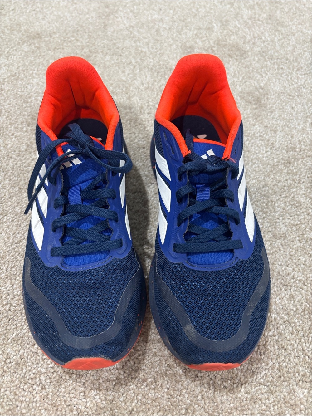 Kids Adidas Navy and Orange Athletic Sneakers